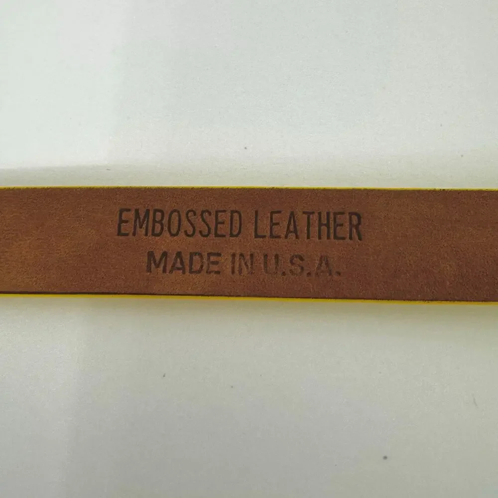 Worth Embossed Leather Waist Belt Yellow S Made in USA